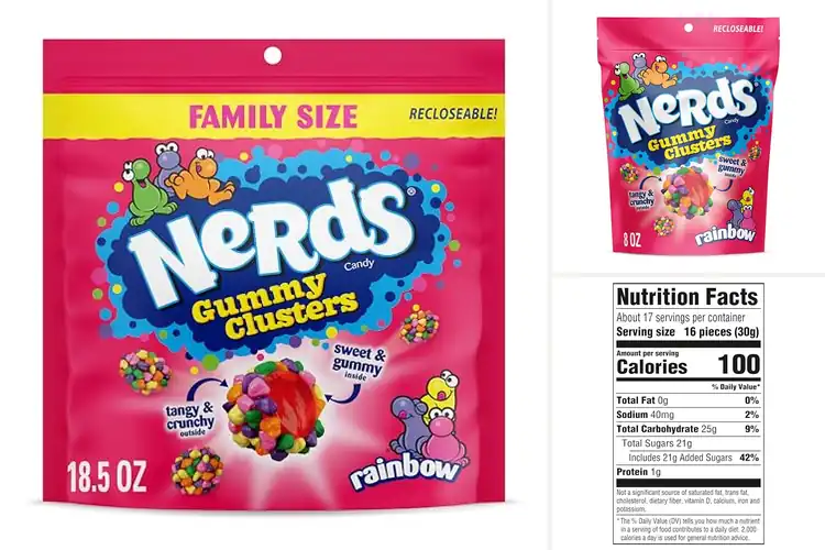 Detailed view of Best Nerds Gummy Clusters: Crunchy, Tangy, Irresistible Fun