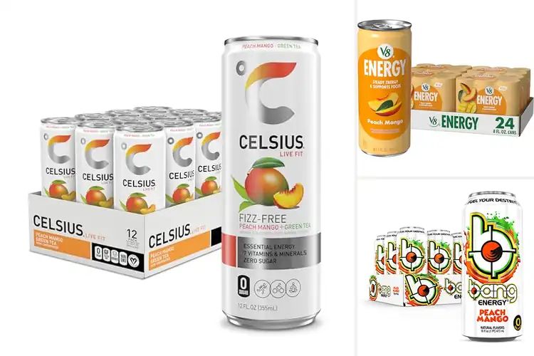 Detailed view of Best No Added Sugar Peach Mango Energy Drink